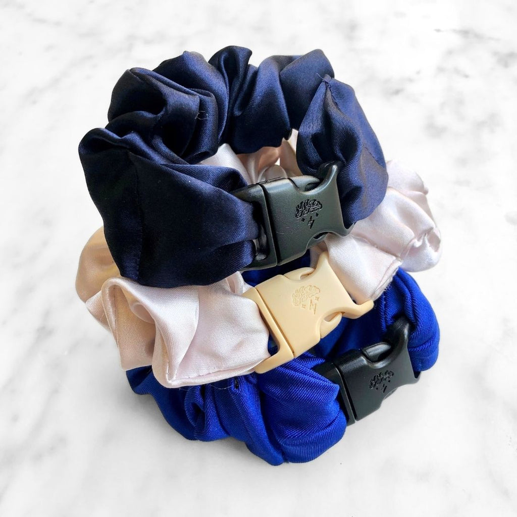 Winter Wonderland Bundle - 3-Pack Hanukkah Holiday Buckle Scrunchies - No Snagging, No Tangles Buckle Scrunchies by RE.STATEMENT