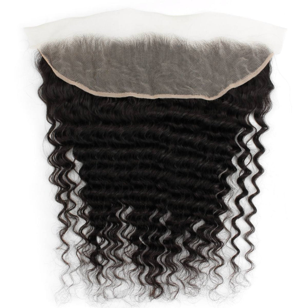 Deep Wave 13x4 Transparent Lace Human Hair Frontal Private Label