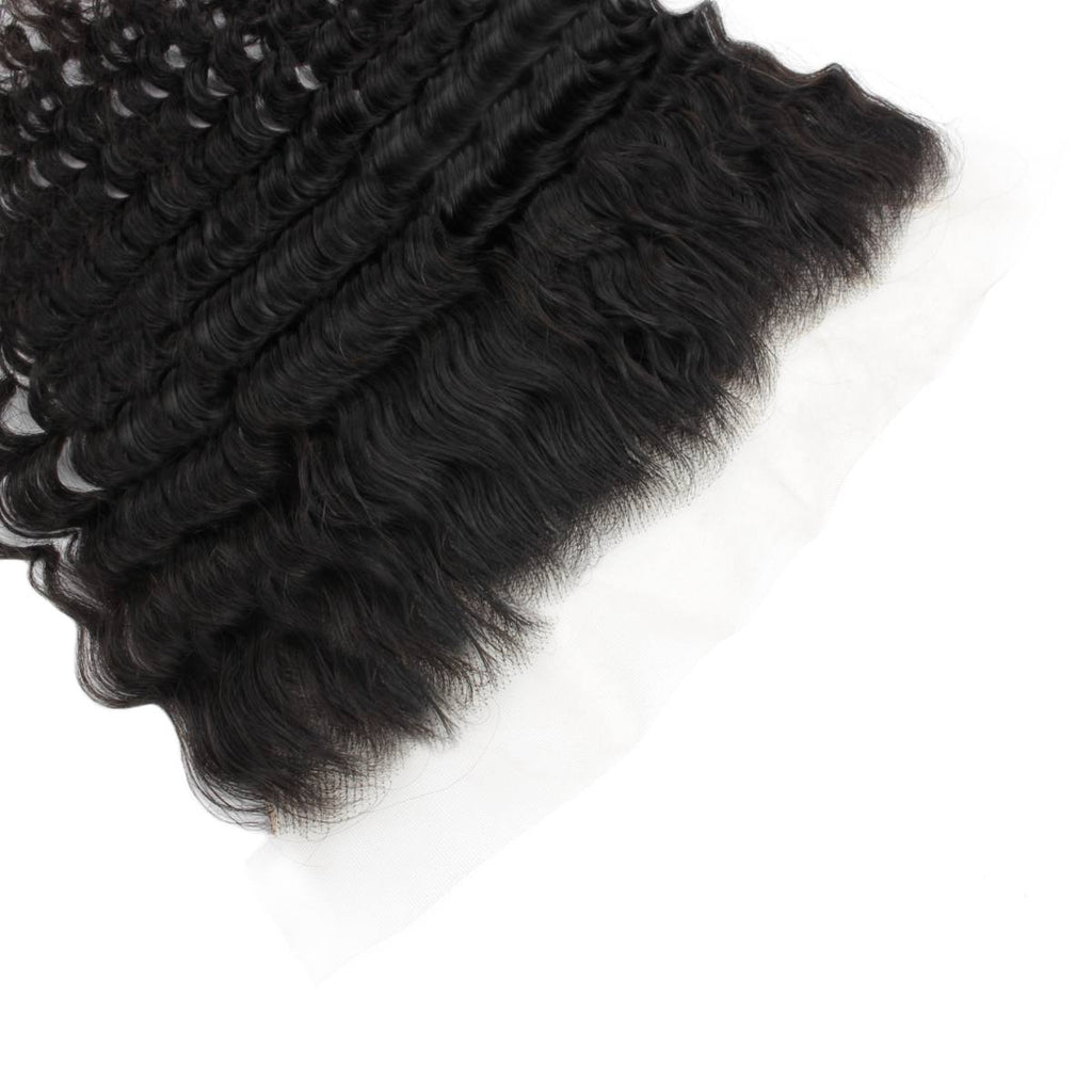 Deep Wave 13x4 Transparent Lace Human Hair Frontal Private Label