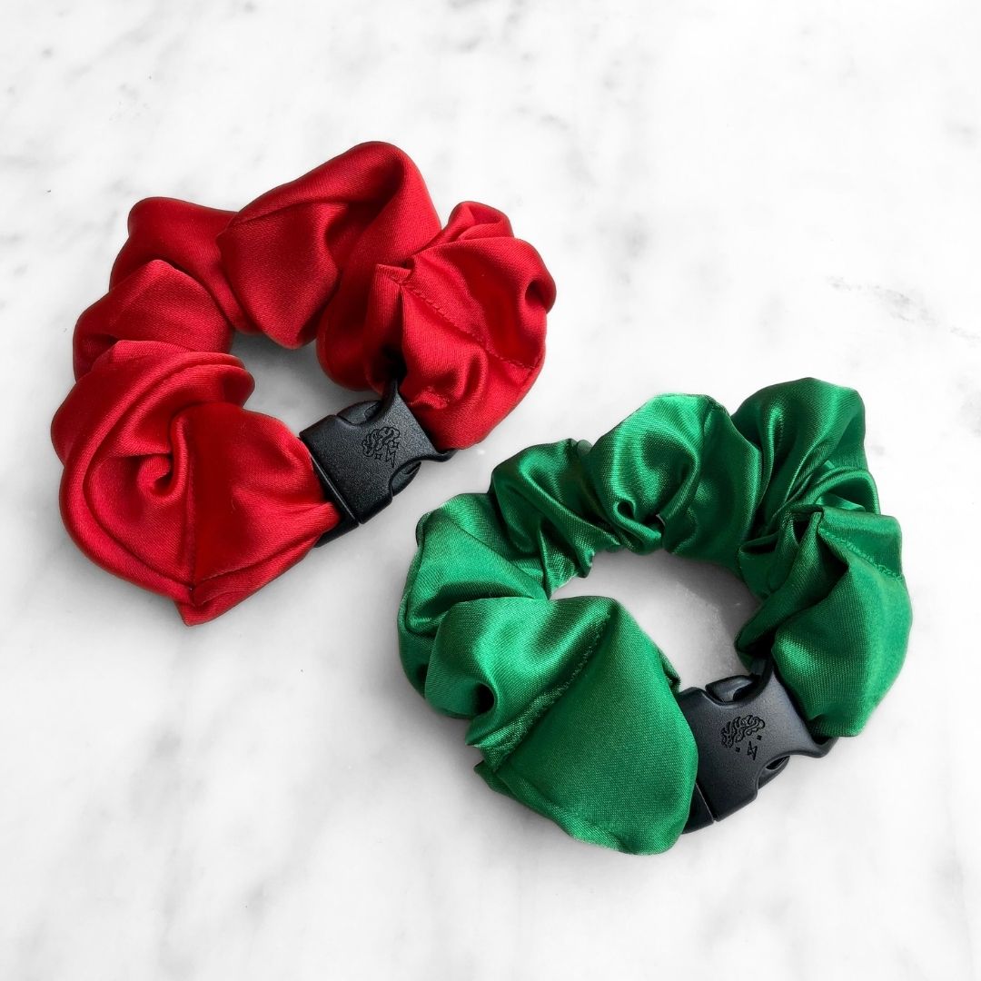 Jolly Duo - 2-Pack Christmas Holiday Buckle Scrunchies - No Snagging, No Tangles Buckle Scrunchies by RE.STATEMENT