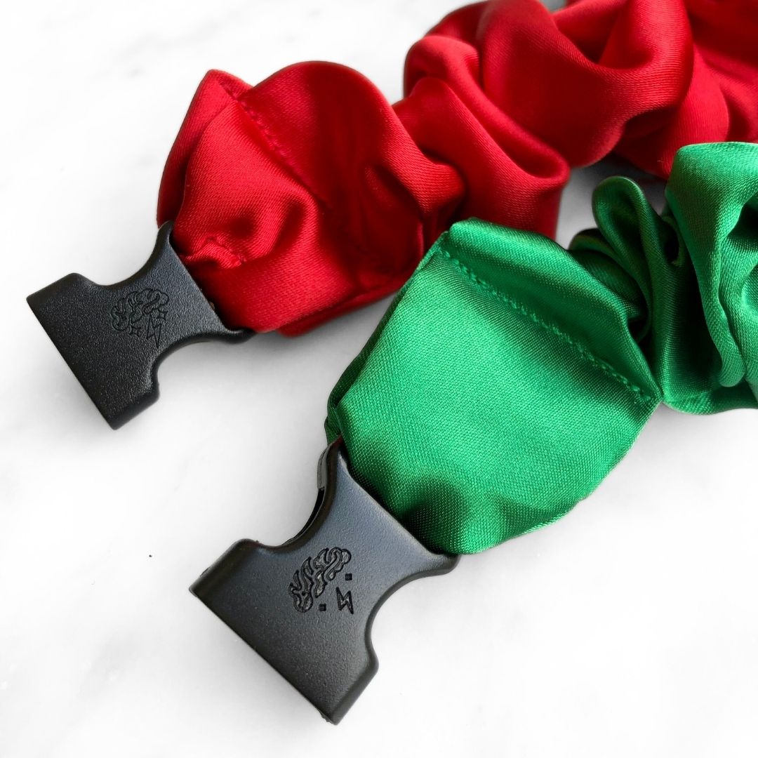 Jolly Duo - 2-Pack Christmas Holiday Buckle Scrunchies - No Snagging, No Tangles Buckle Scrunchies by RE.STATEMENT