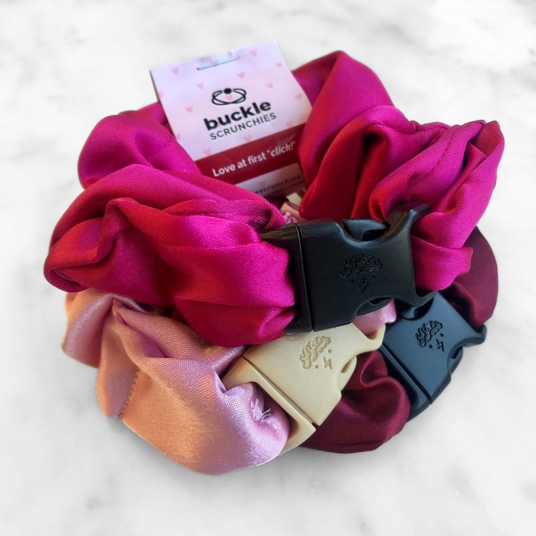 Valentine's Day Gift Set Bundle - 3-Pack Buckle Scrunchies - No Snagging, No Tangles Buckle Scrunchies by RE.STATEMENT