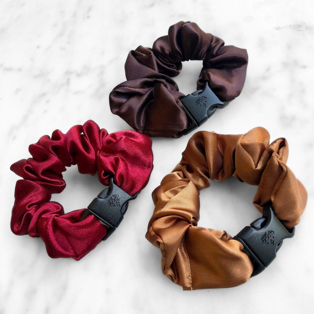 Fall Essentials - 3-Pack Autumn Halloween Buckle Scrunchies - No Snagging, No Tangles Buckle Scrunchies by RE.STATEMENT