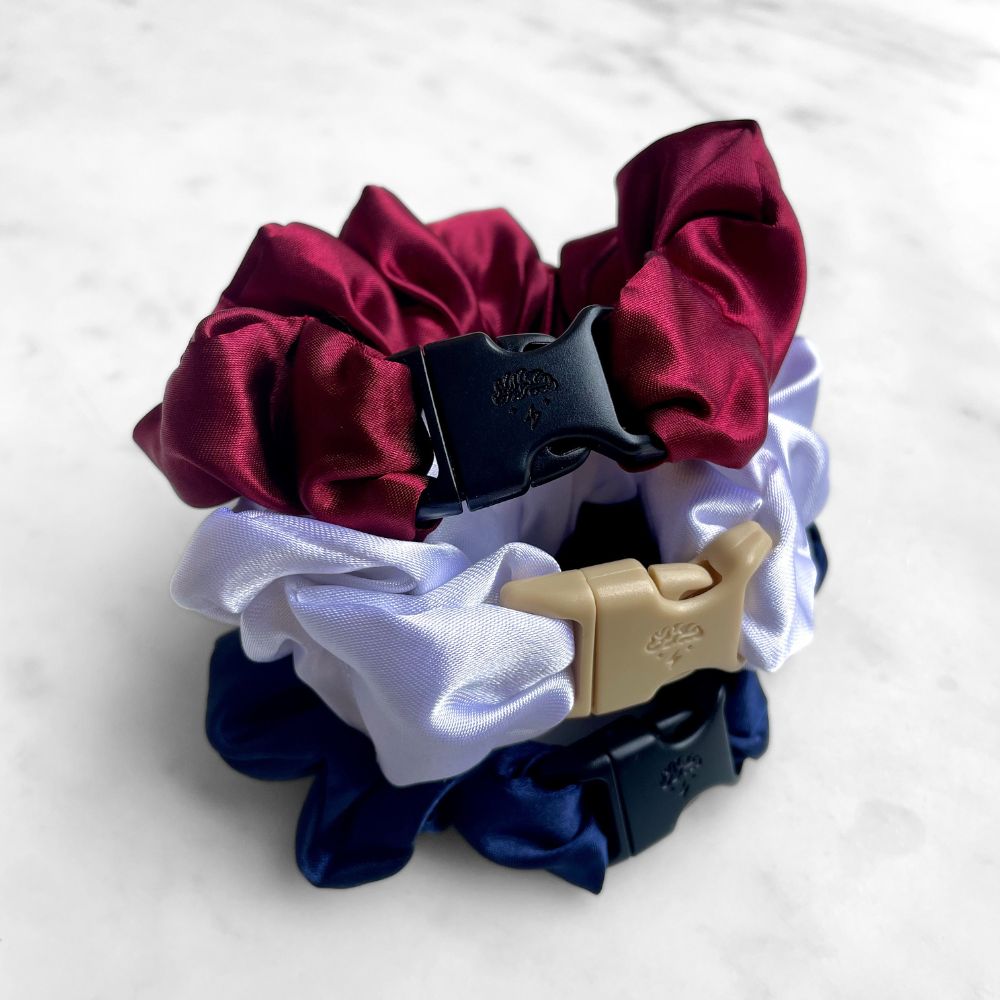 USA Patriotic Red White Blue - 3-Pack Buckle Scrunchies Bundle - No Snagging, No Tangles Buckle Scrunchies by RE.STATEMENT