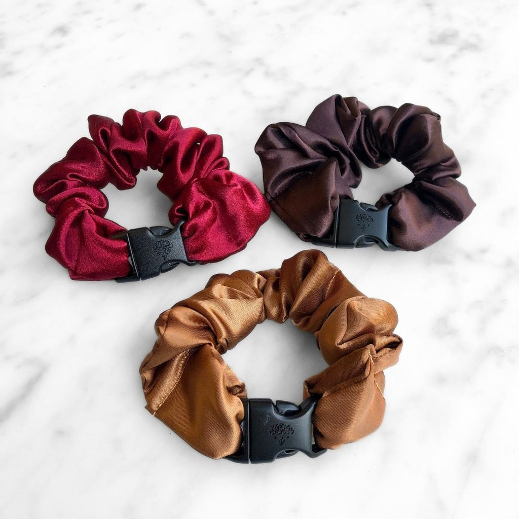Fall Essentials - 3-Pack Autumn Halloween Buckle Scrunchies - No Snagging, No Tangles Buckle Scrunchies by RE.STATEMENT