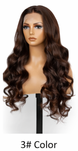 Black 24' Transparent Lace Front Wig Preplucked Long Big Wave Brazilian Human Hair Body Wave Frontal
