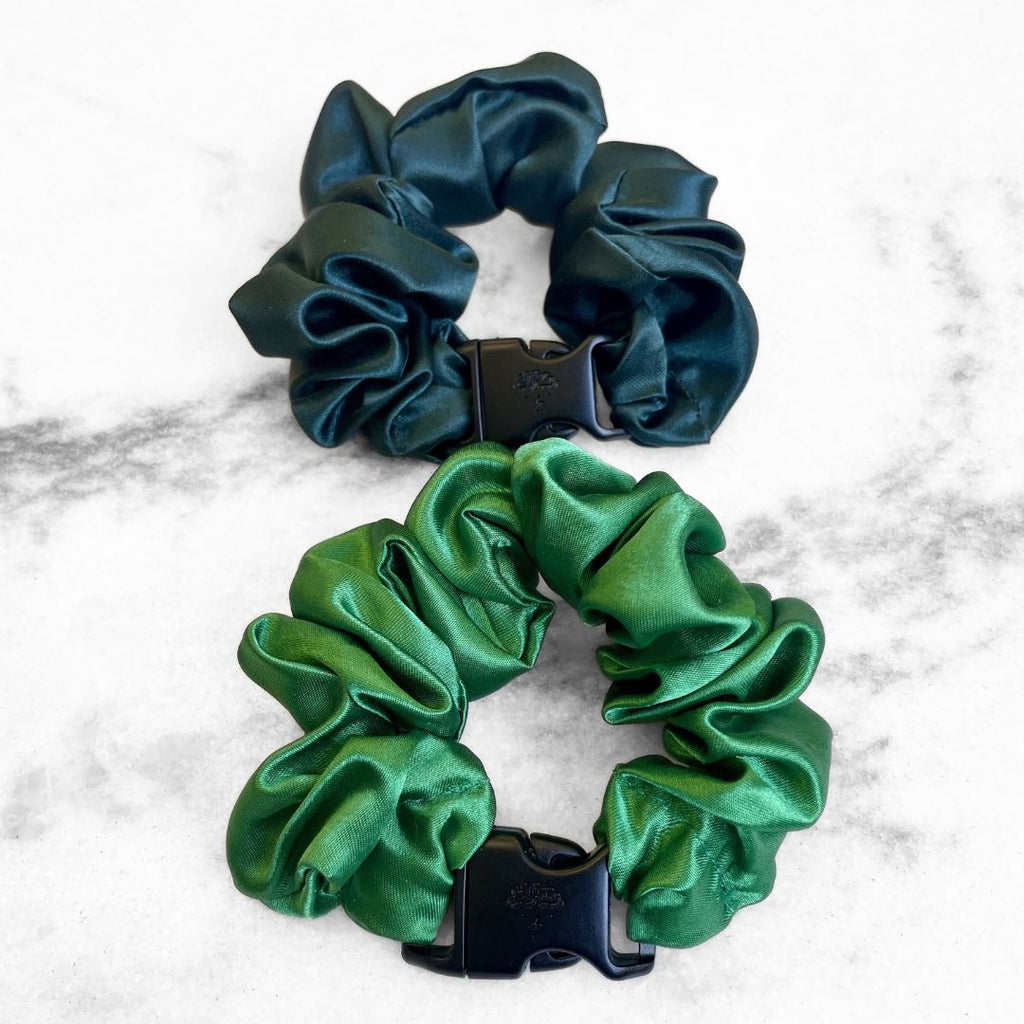 Patty's Green Duo - 2-Pack St. Patrick's Day Buckle Scrunchies - No Snagging, No Tangles Buckle Scrunchies by RE.STATEMENT