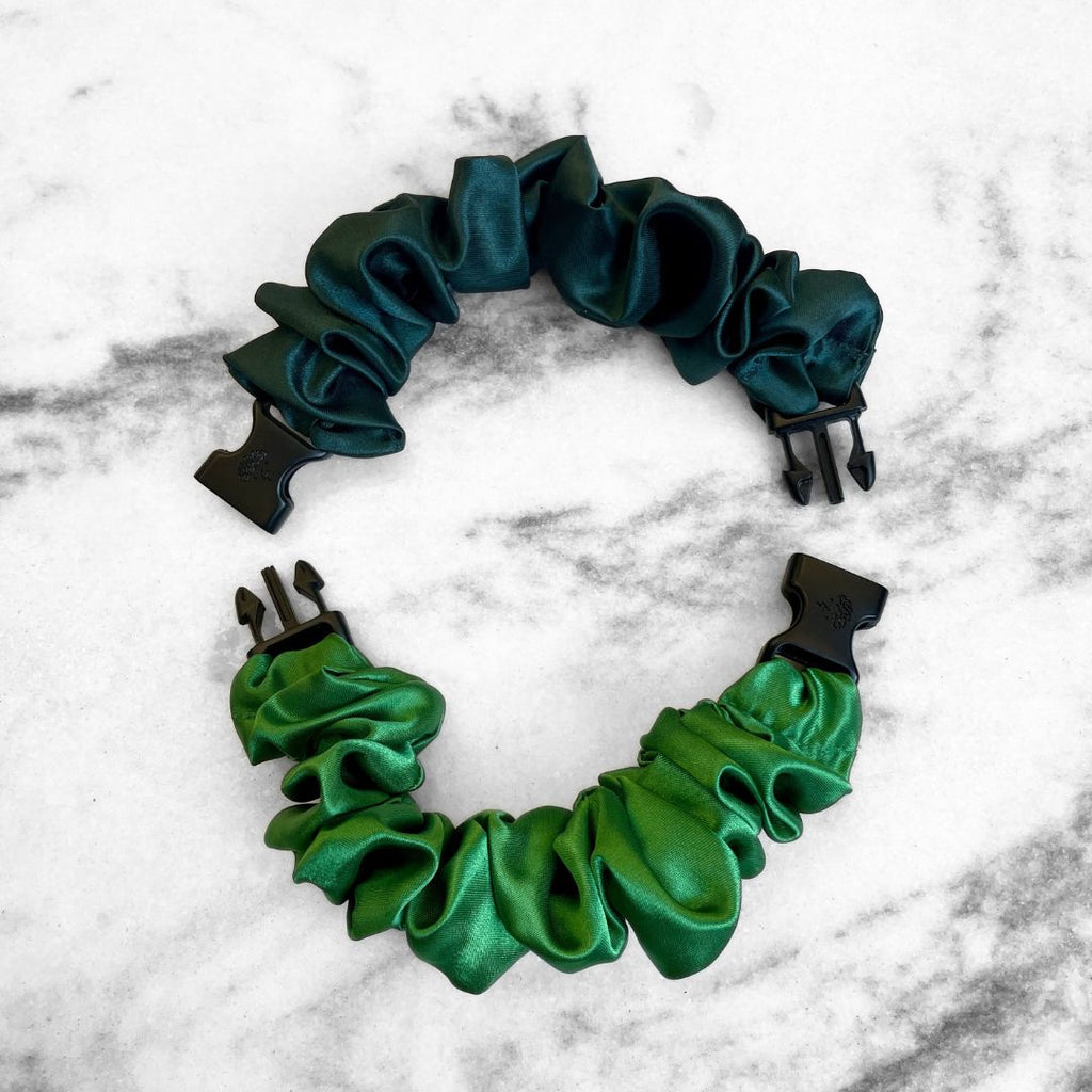 Patty's Green Duo - 2-Pack St. Patrick's Day Buckle Scrunchies - No Snagging, No Tangles Buckle Scrunchies by RE.STATEMENT