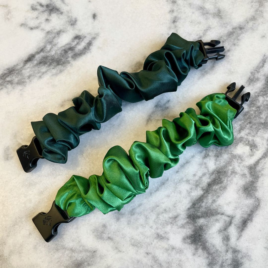 Patty's Green Duo - 2-Pack St. Patrick's Day Buckle Scrunchies - No Snagging, No Tangles Buckle Scrunchies by RE.STATEMENT