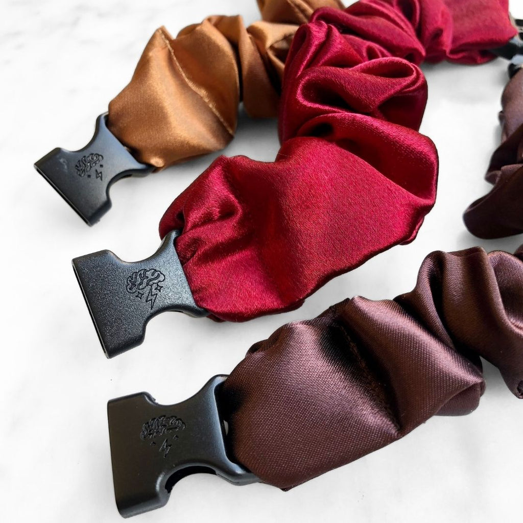 Fall Essentials - 3-Pack Autumn Halloween Buckle Scrunchies - No Snagging, No Tangles Buckle Scrunchies by RE.STATEMENT
