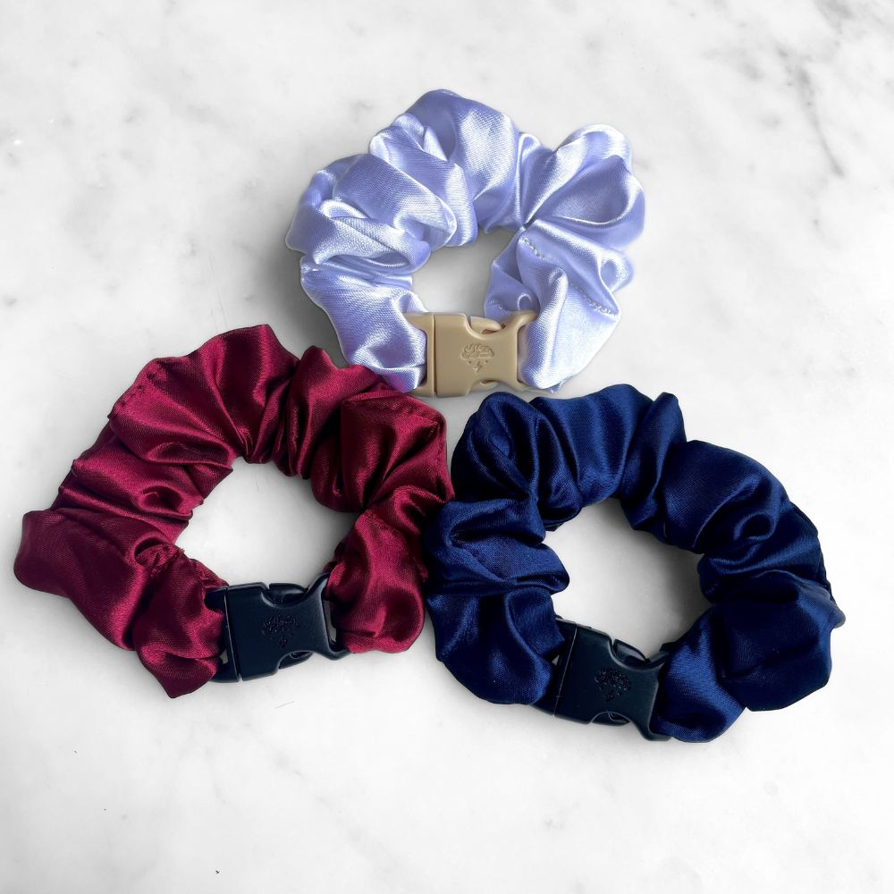 USA Patriotic Red White Blue - 3-Pack Buckle Scrunchies Bundle - No Snagging, No Tangles Buckle Scrunchies by RE.STATEMENT