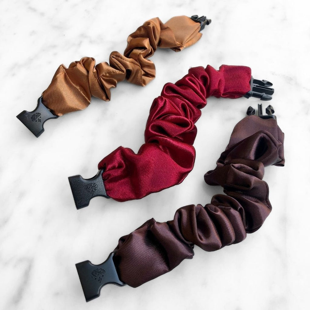Fall Essentials - 3-Pack Autumn Halloween Buckle Scrunchies - No Snagging, No Tangles Buckle Scrunchies by RE.STATEMENT