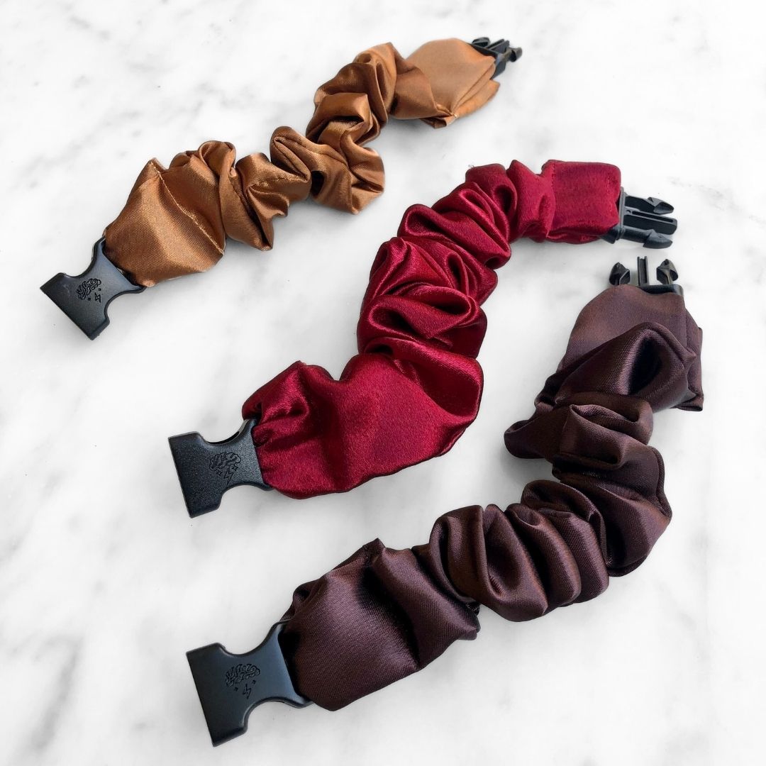 Fall Essentials - 3-Pack Autumn Halloween Buckle Scrunchies - No Snagging, No Tangles Buckle Scrunchies by RE.STATEMENT