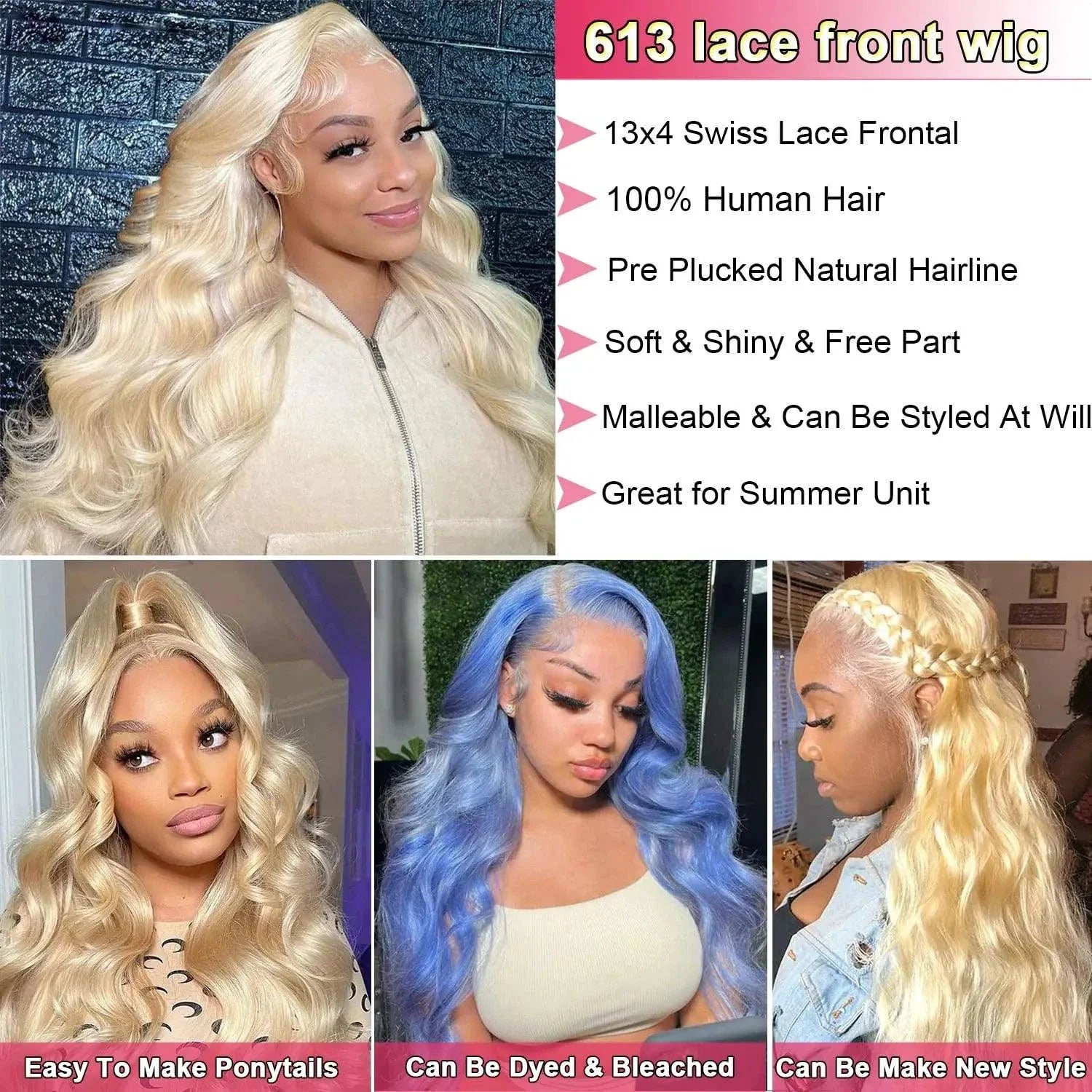 613 Blonde HD Lace Frontal Wig | 13x6 & 13x4 Body Wave Human Hair