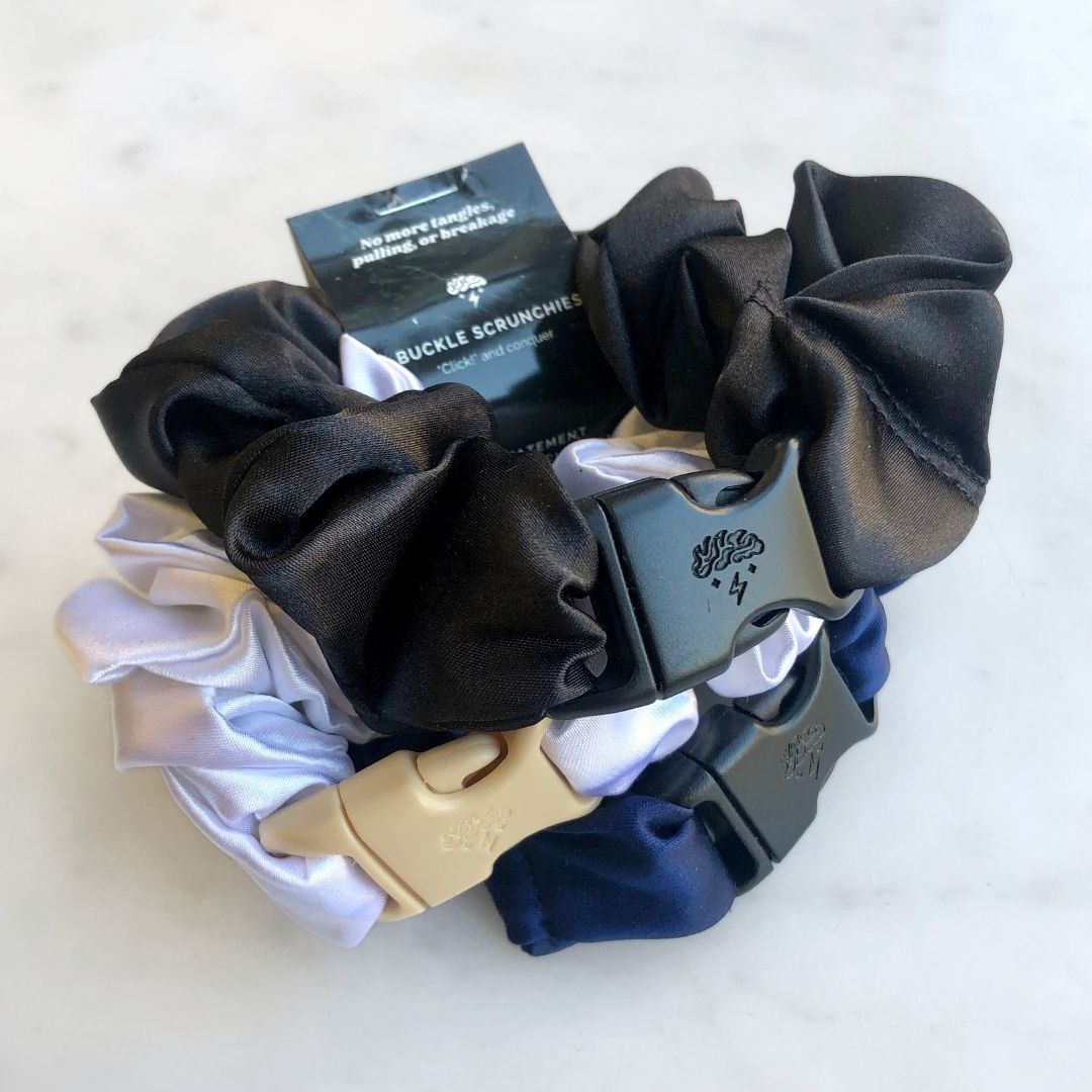 Power Trio - 3-Pack Neutral Buckle Scrunchies Bundle - No Snagging, No Tangles Buckle Scrunchies by RE.STATEMENT