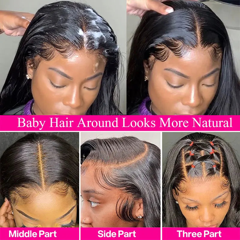 13x6 Lace Frontal Human Hair Wig | Straight Brazilian Remy Hair | Natural Black | 150%/180% Density | Pre-Plucked Luxegan