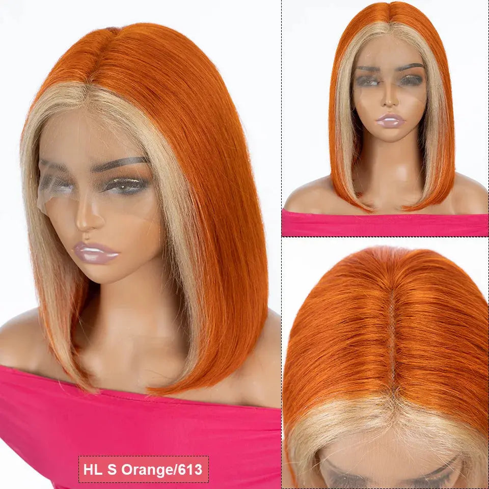 Ginger Short Bob Wig | Straight Human Hair T-Part Lace Front Luxegan