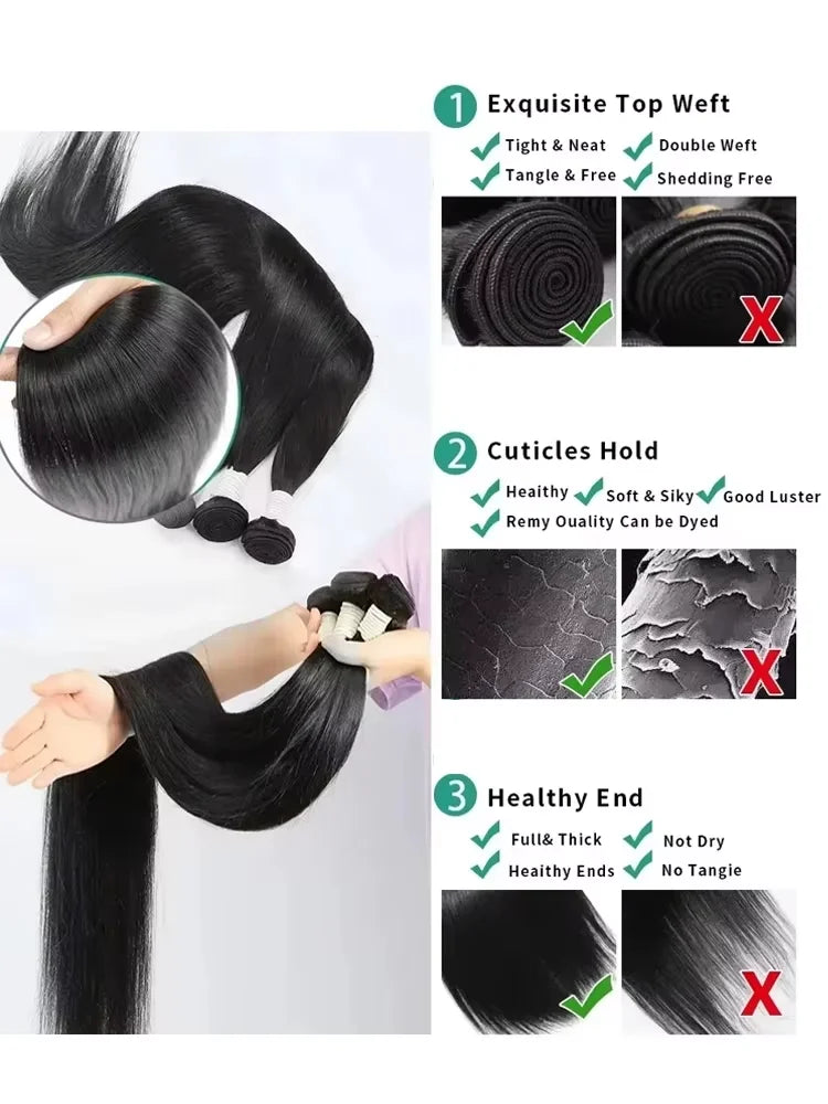 Straight Human Hair Bundles Raw Hair Bundles 100% Natural Human Hair Bundles 2 3 4 Extensions Brazilian Hair Weave Bundles The Hair Plug