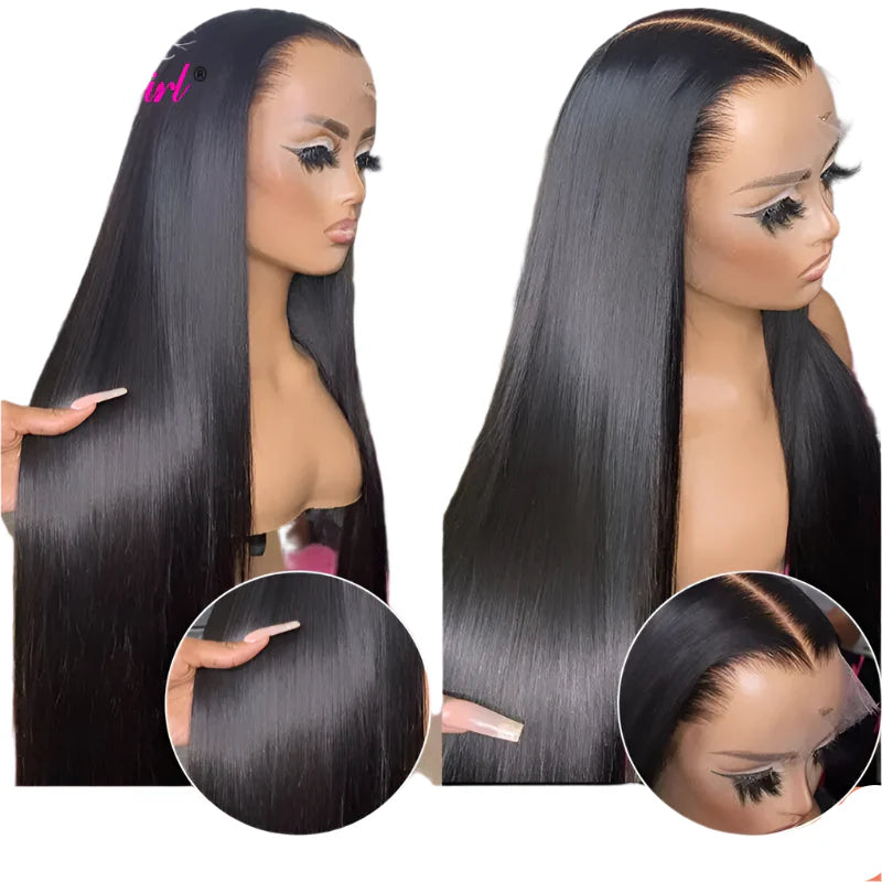 13x6 Lace Frontal Human Hair Wig | Straight Brazilian Remy Hair | Natural Black | 150%/180% Density | Pre-Plucked Luxegan