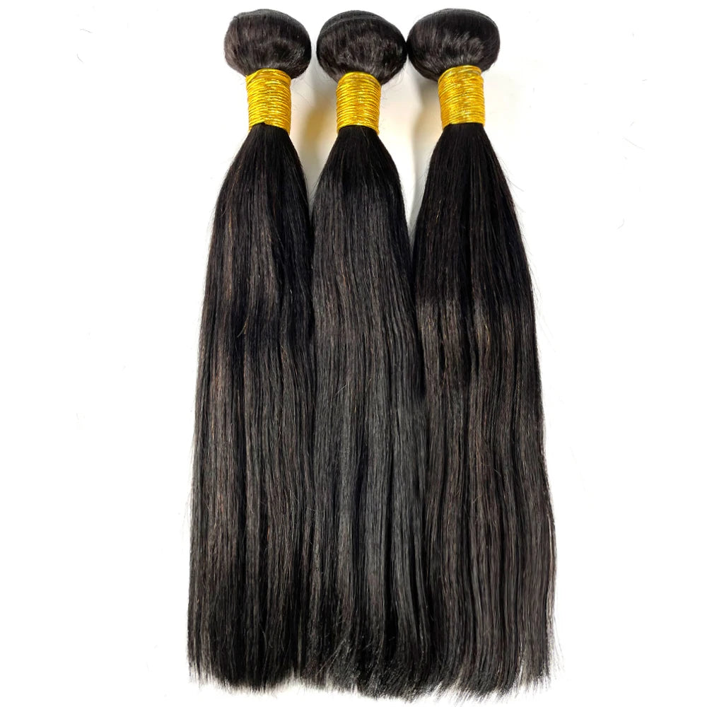 Brazilian Bundles Raw 100% Human Hair Bone Straight Hair Extensions Bulk For Braiding 14-32 Inch Bundles Double Weft Hair Weave The Hair Plug