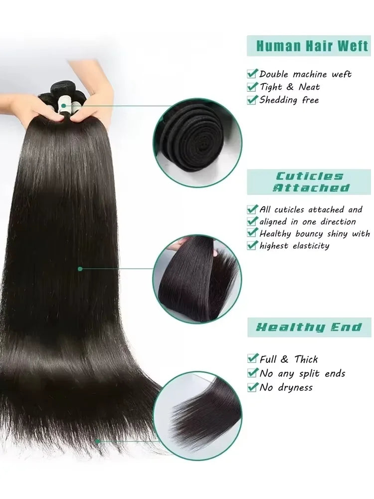 Straight Human Hair Bundles Raw Hair Bundles 100% Natural Human Hair Bundles 2 3 4 Extensions Brazilian Hair Weave Bundles The Hair Plug