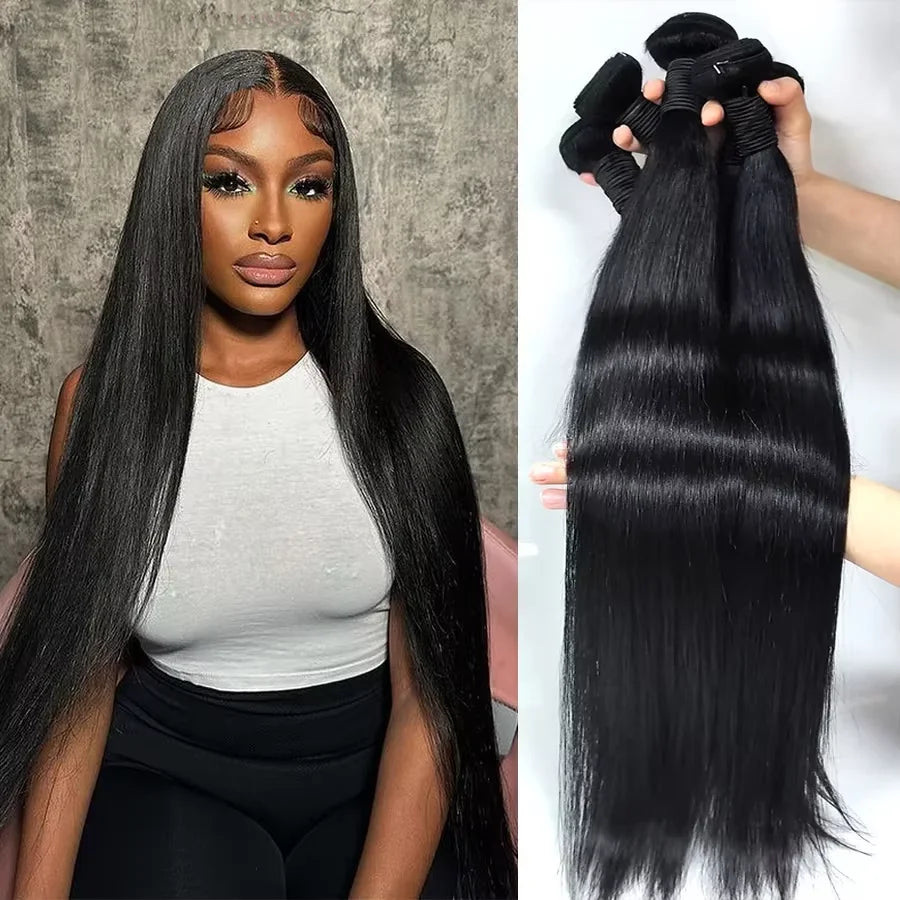 Straight Human Hair Bundles Raw Hair Bundles 100% Natural Human Hair Bundles 2 3 4 Extensions Brazilian Hair Weave Bundles The Hair Plug