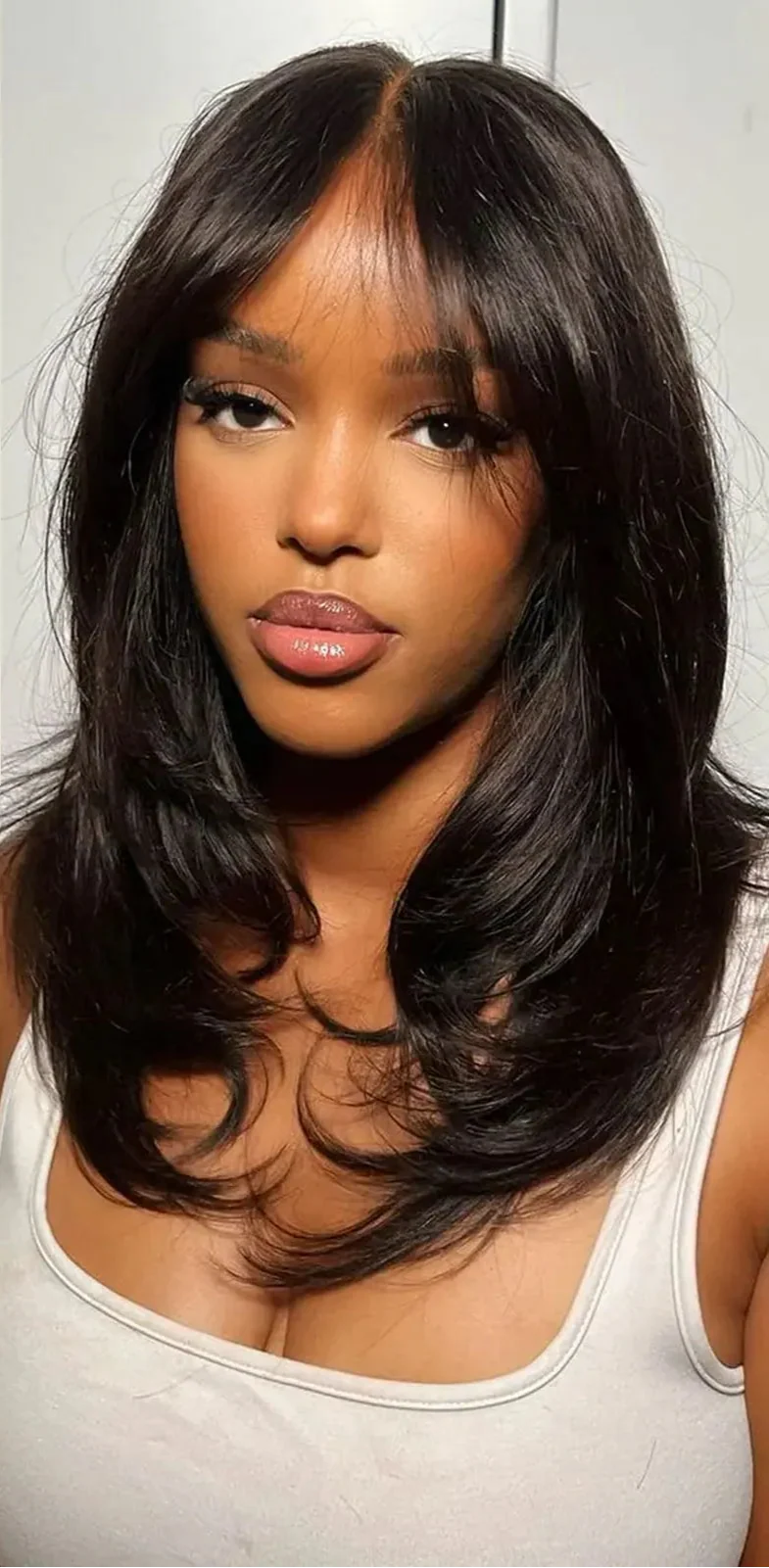 Layered Human Hair Wig with Curtain Bangs | 13x4 Lace Front & 4x4 Closure | Glueless Wear-to-Go Luxegan