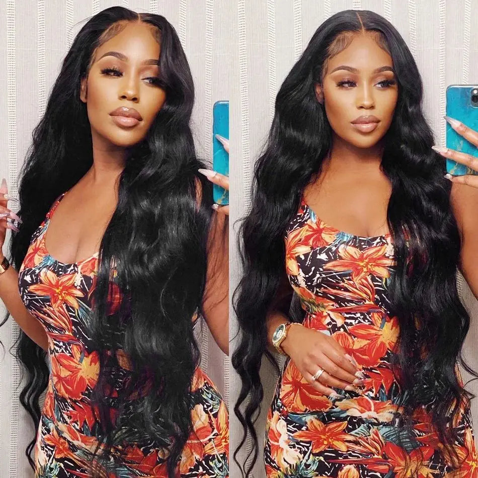 32 Inch Raw 100% Human Hair Bundles with Frontal Body Wave Human Hair Natural Black Raw Hair Bundles and Frontal For Extensions The Hair Plug