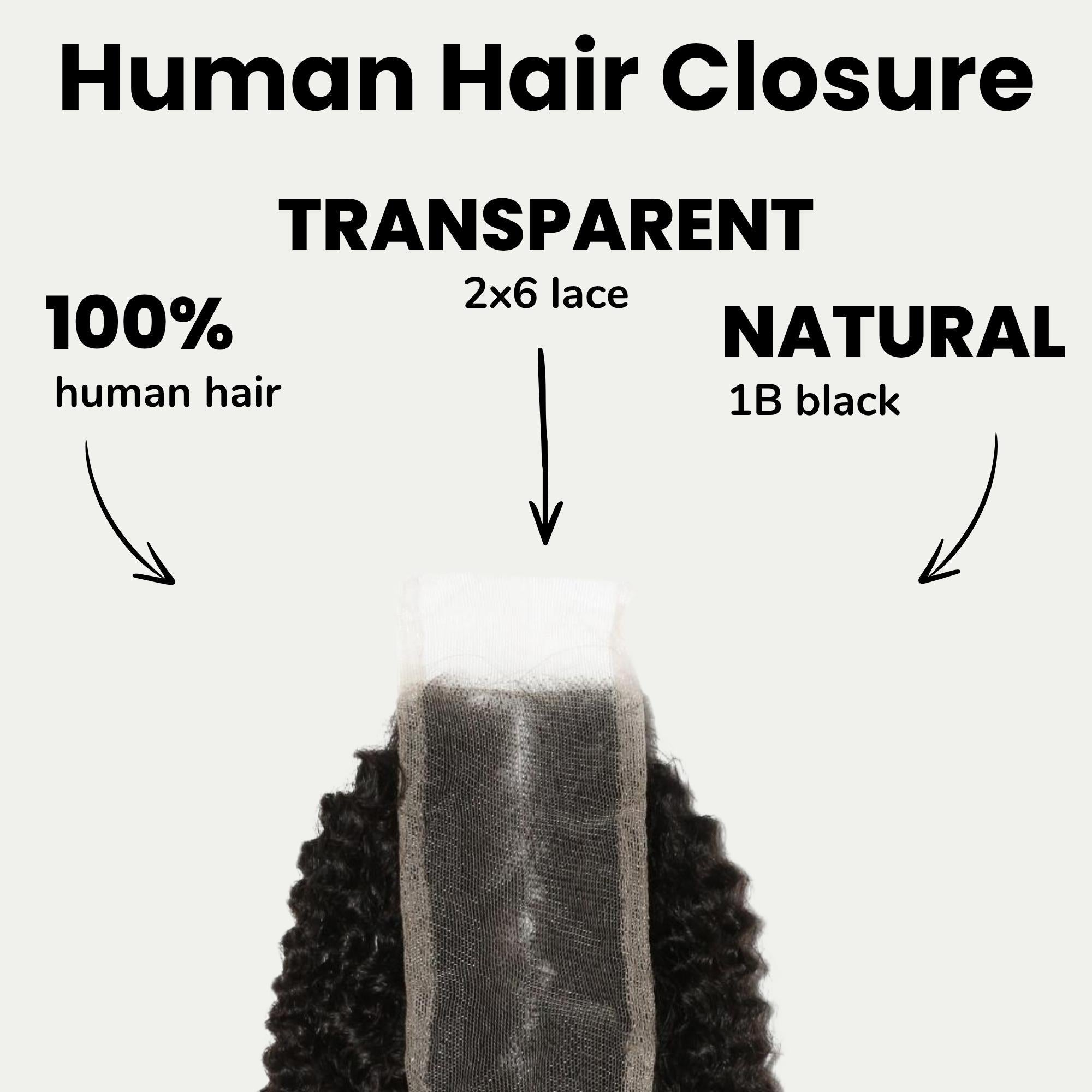 Afro Kinky 2x6 Transparent Lace Human Hair Closure Private Label