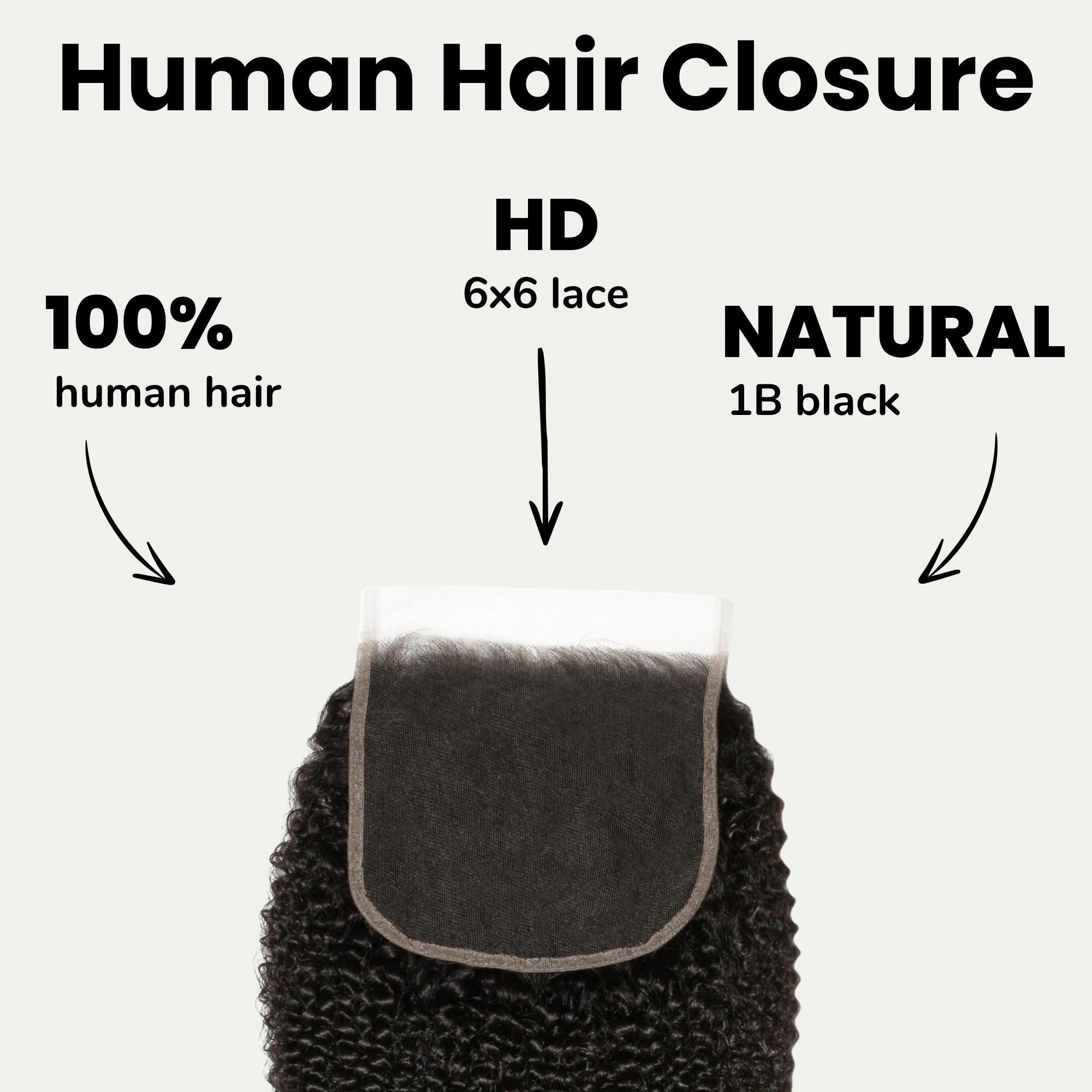 Afro Kinky 6x6 HD Lace Human Hair Closure Private Label