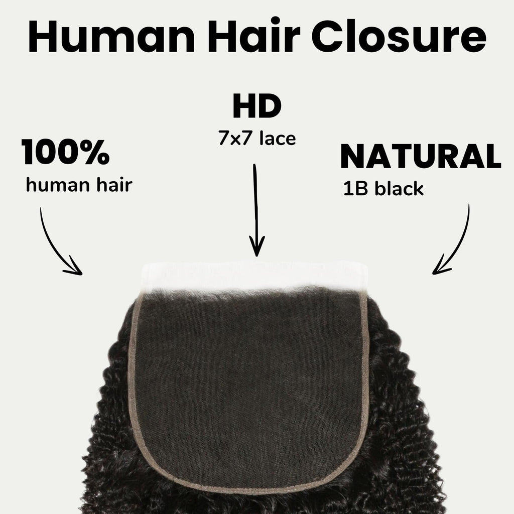 Afro Kinky 7x7 HD Lace Human Hair Closure Private Label
