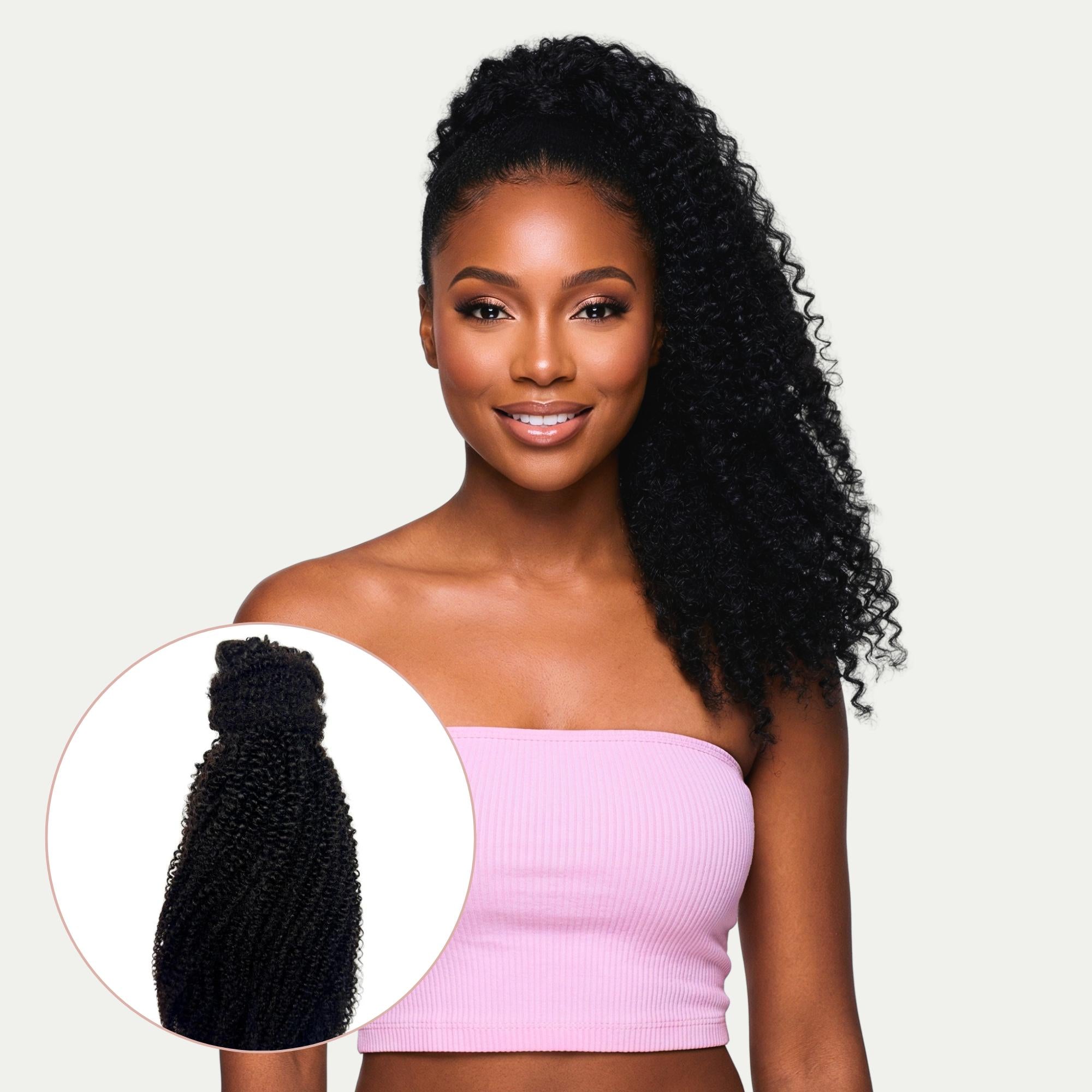 Afro Kinky Curly 100% Human Hair Ponytail Extension Private Label