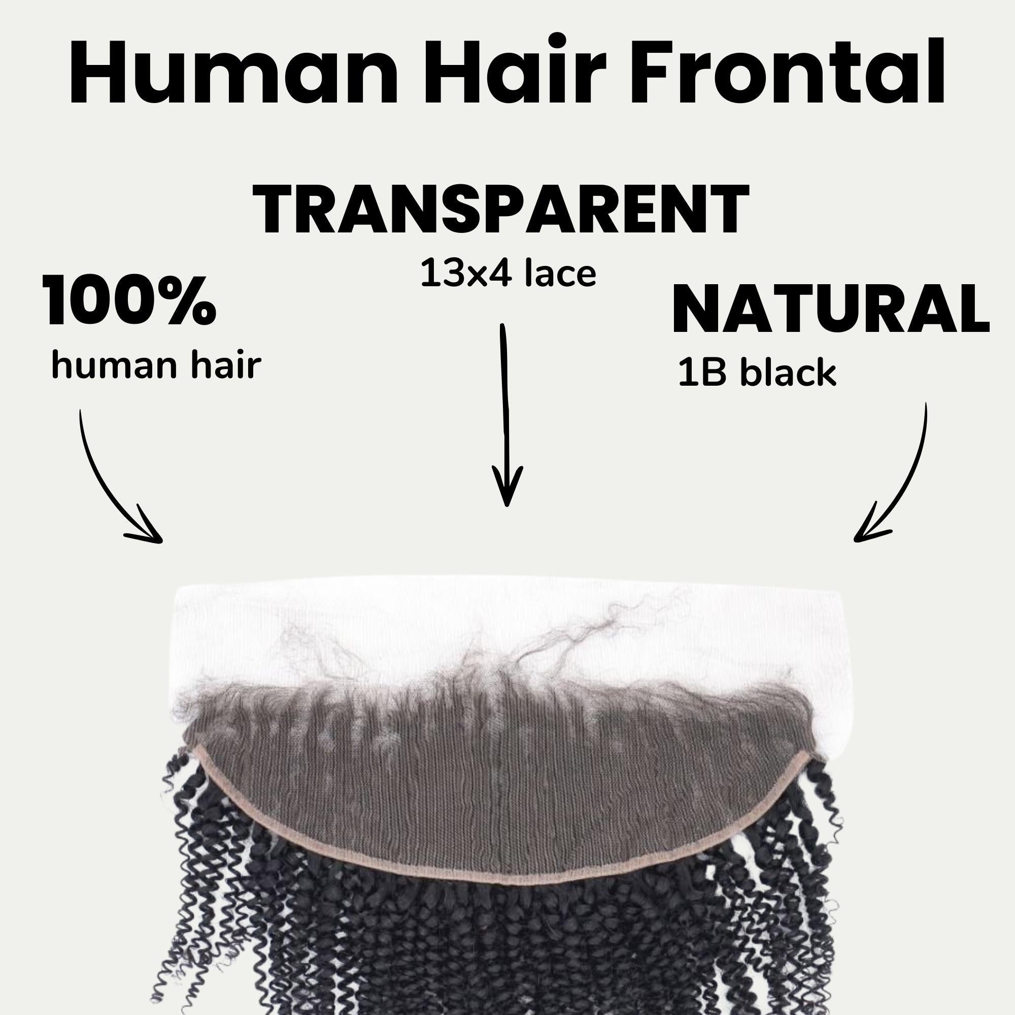 Afro Kinky Curly 13x4 Transparent Lace Human Hair Frontal Private Label