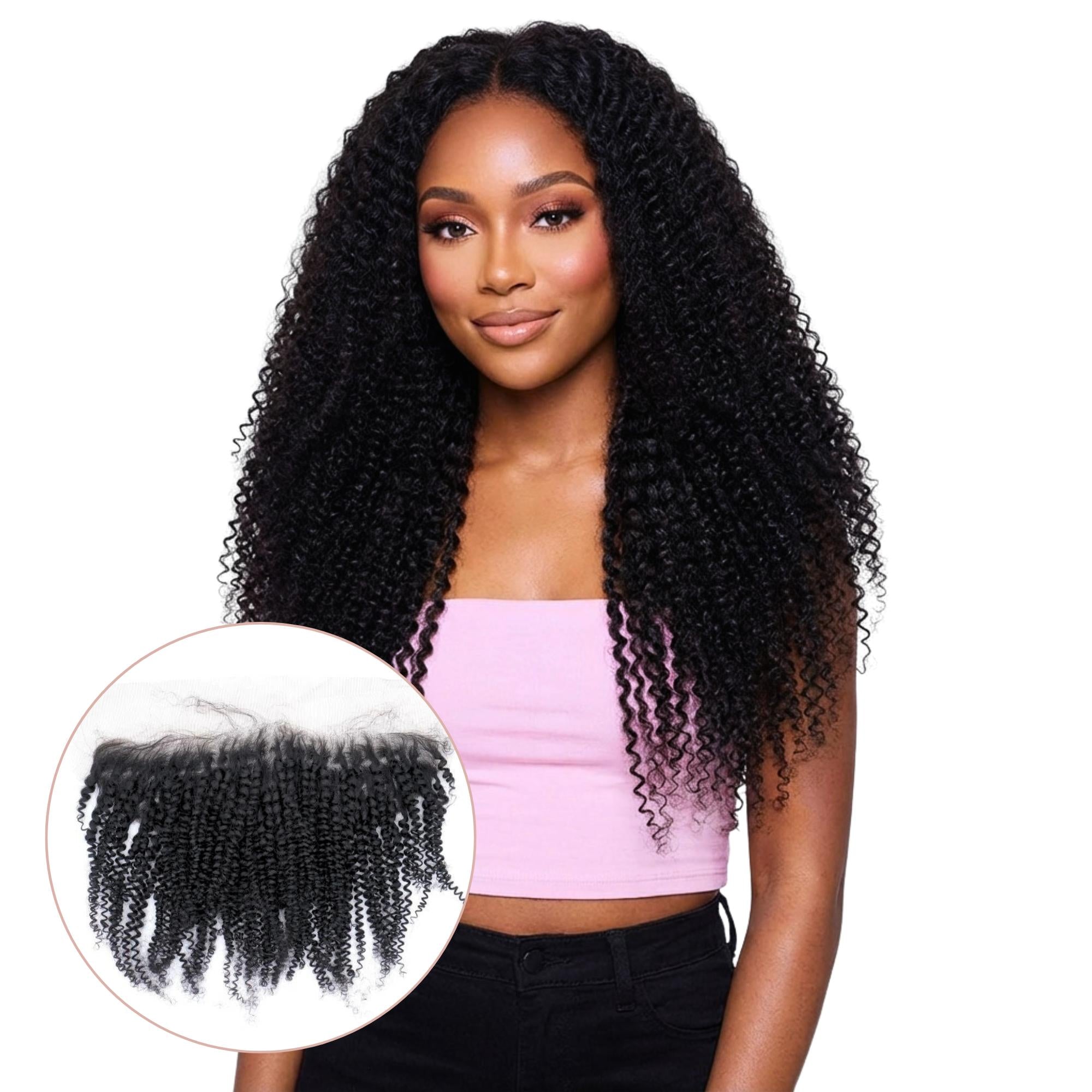Afro Kinky Curly 13x4 Transparent Lace Human Hair Frontal Private Label