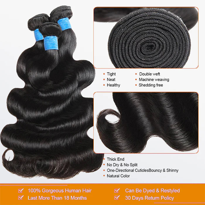 Body Wave Virgin Hair 3-Bundle Sample Pack (18"+20"+22")