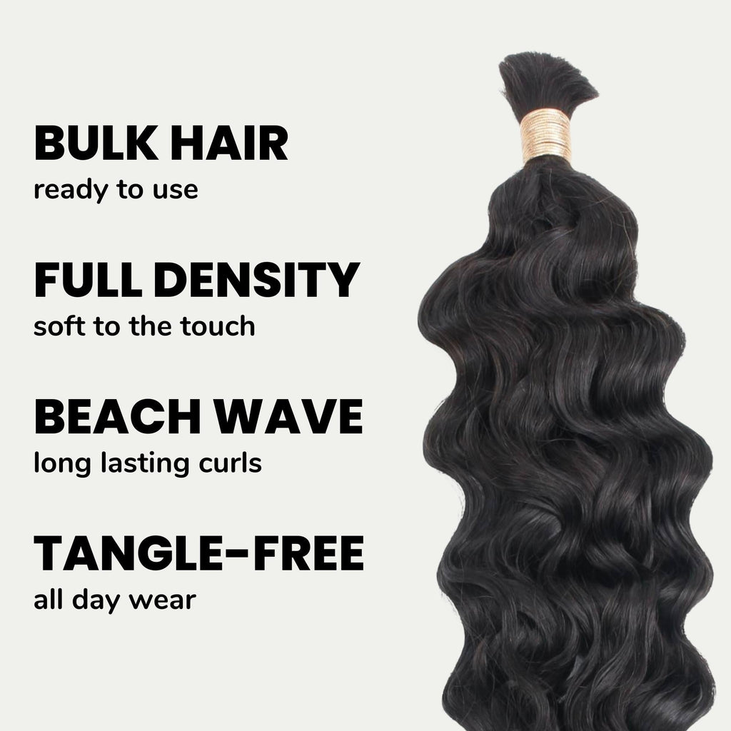 Beach Wave Bulk 100% Human Braiding Hair Private Label