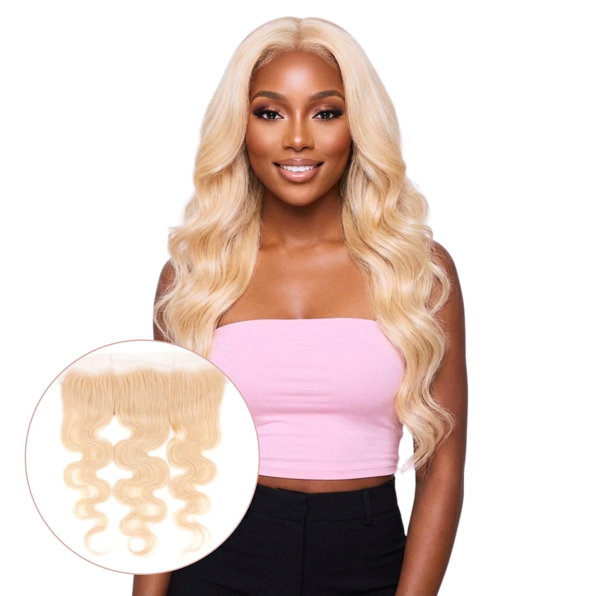 Blonde Body Wave 13x4 Transparent Lace Human Hair Frontal Private Label