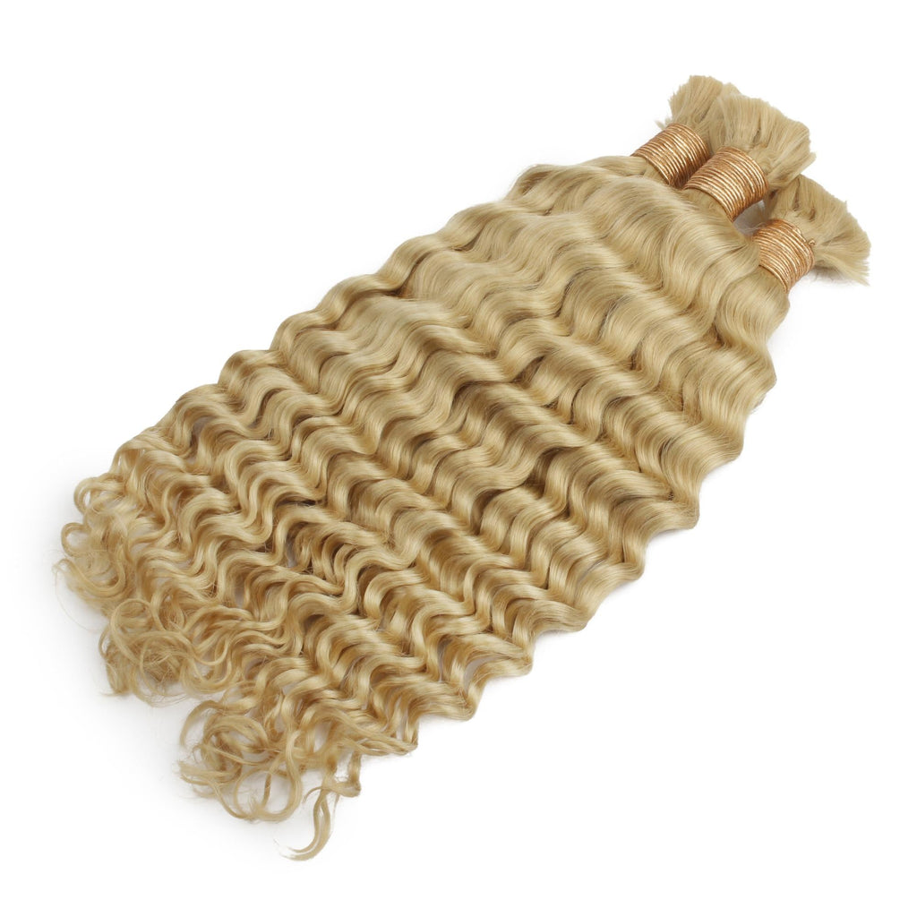 Blonde Deep Wave Bulk 100% Human Braiding Hair Private Label