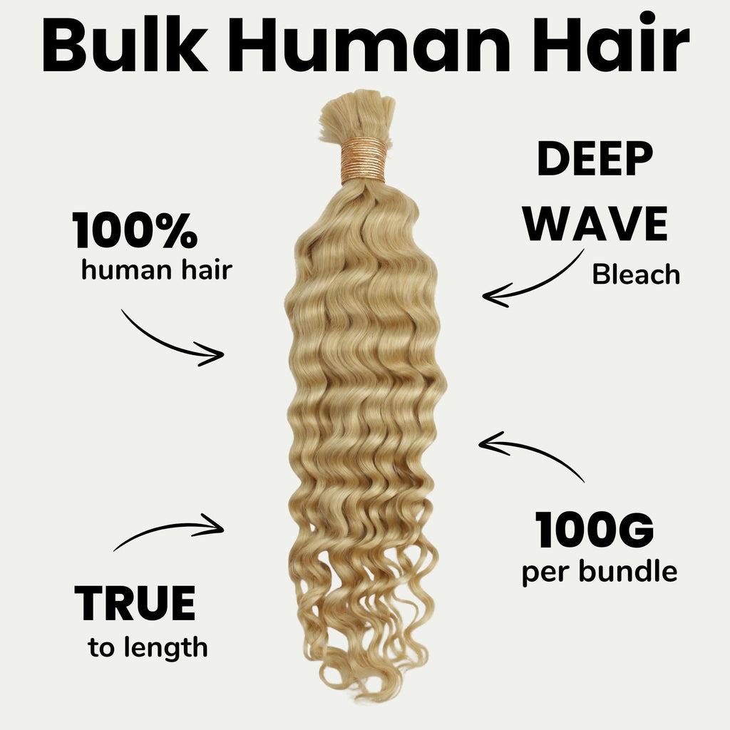 Blonde Deep Wave Bulk 100% Human Braiding Hair Private Label