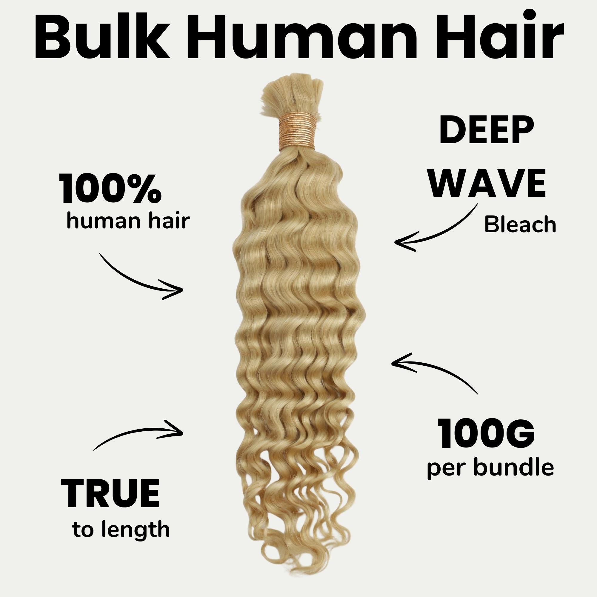 Blonde Deep Wave Bulk 100% Human Braiding Hair Private Label