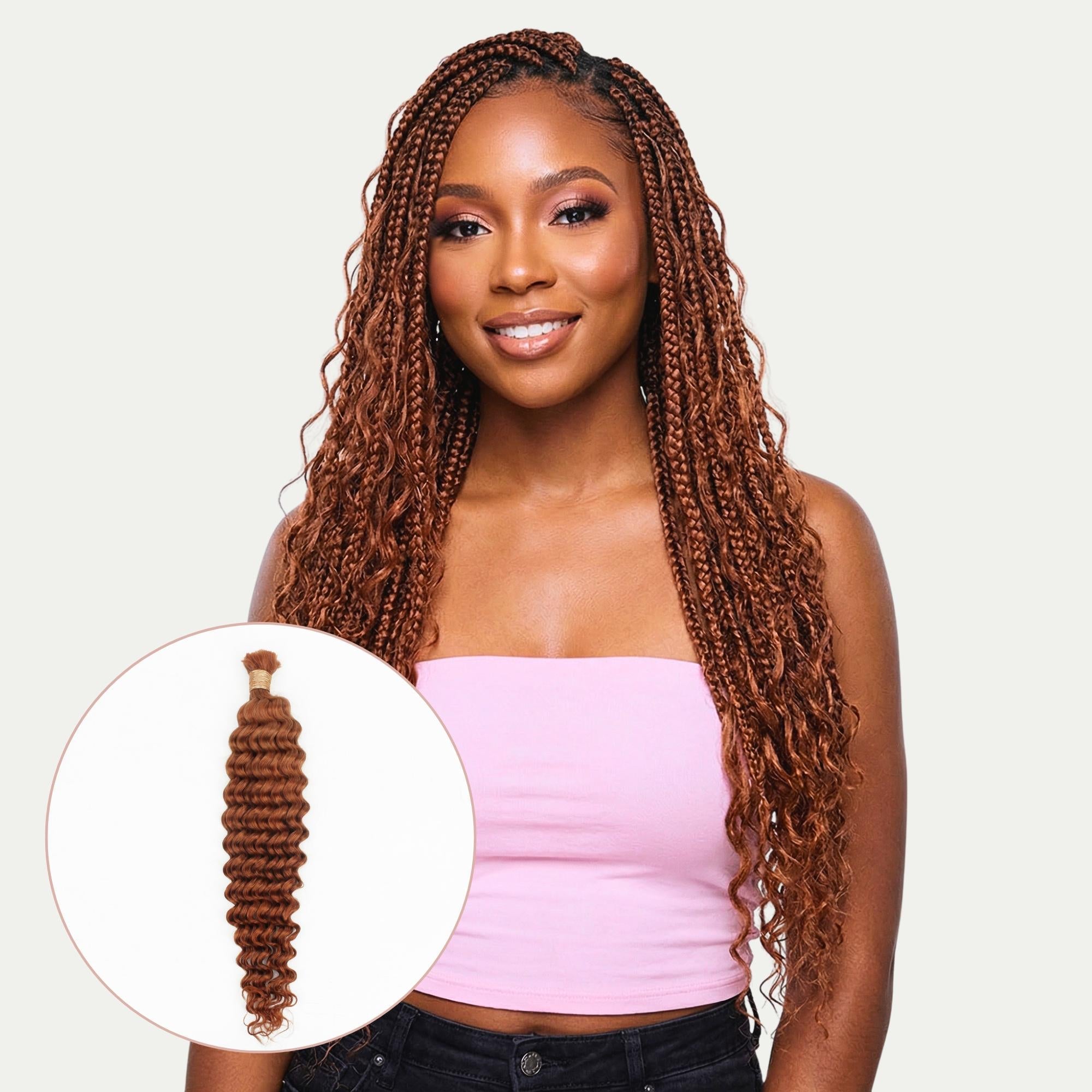 Copper Deep Wave Color 350 Bulk 100% Human Braiding Hair Private Label