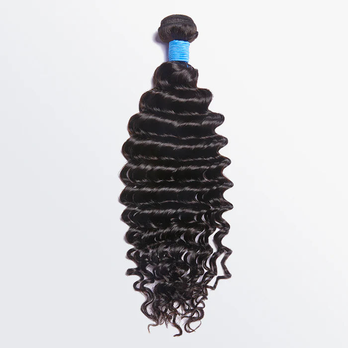 Deep Wavy Brazilian 100% Virgin Hair Bundles 1B Natural Black
