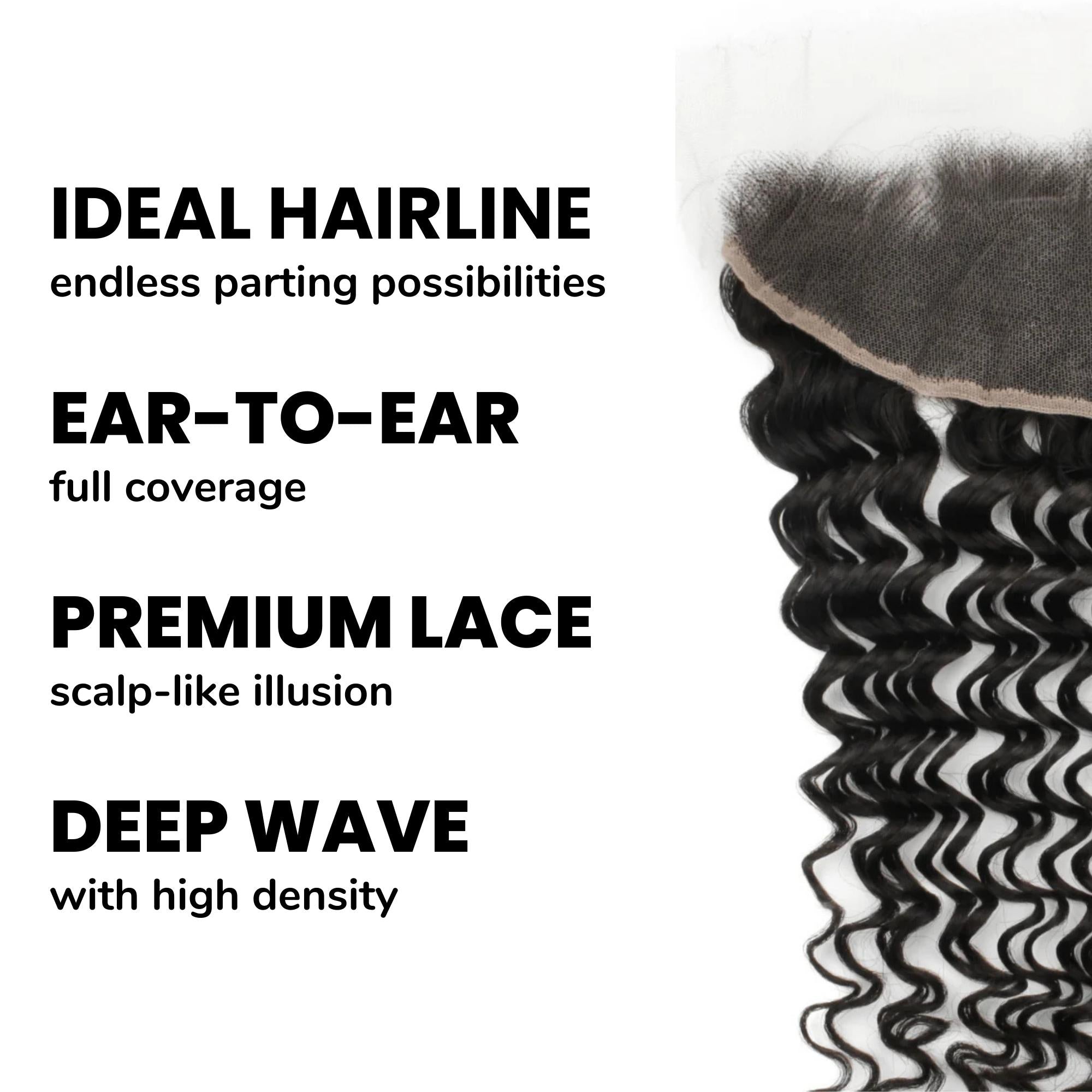 Deep Wave 13x4 HD Lace Human Hair Frontal Private Label