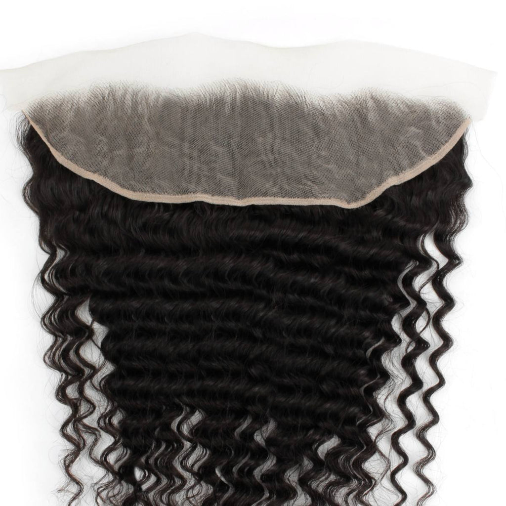 Deep Wave 13x4 Transparent Lace Human Hair Frontal Private Label