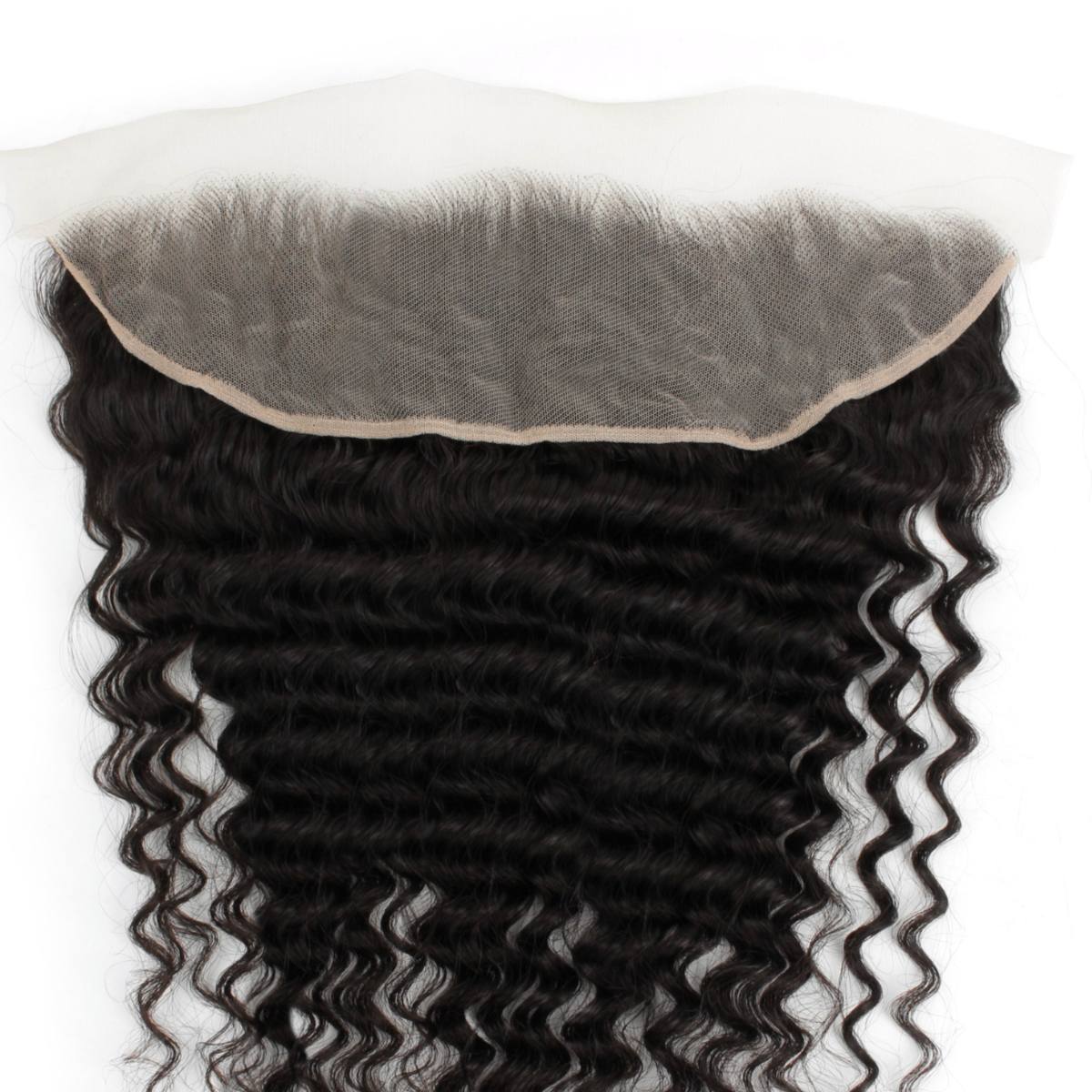 Deep Wave 13x4 Transparent Lace Human Hair Frontal Private Label