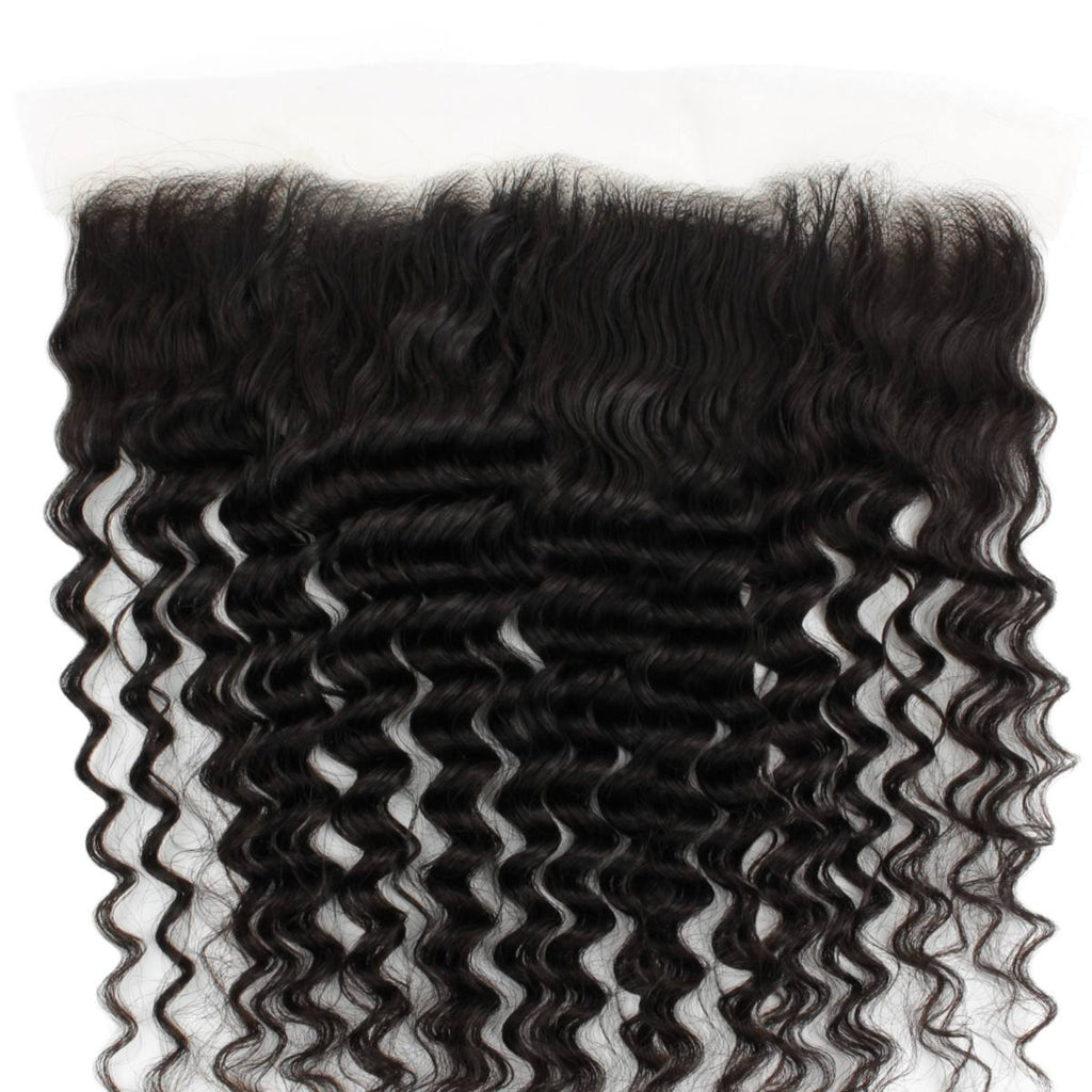 Deep Wave 13x4 Transparent Lace Human Hair Frontal Private Label