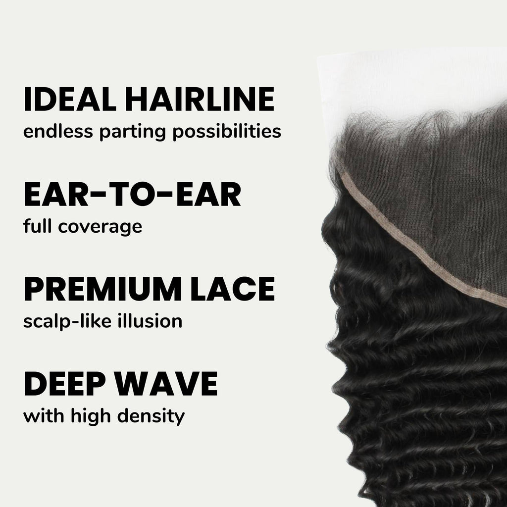 Deep Wave 13x6 HD Lace Human Hair Frontal Private Label