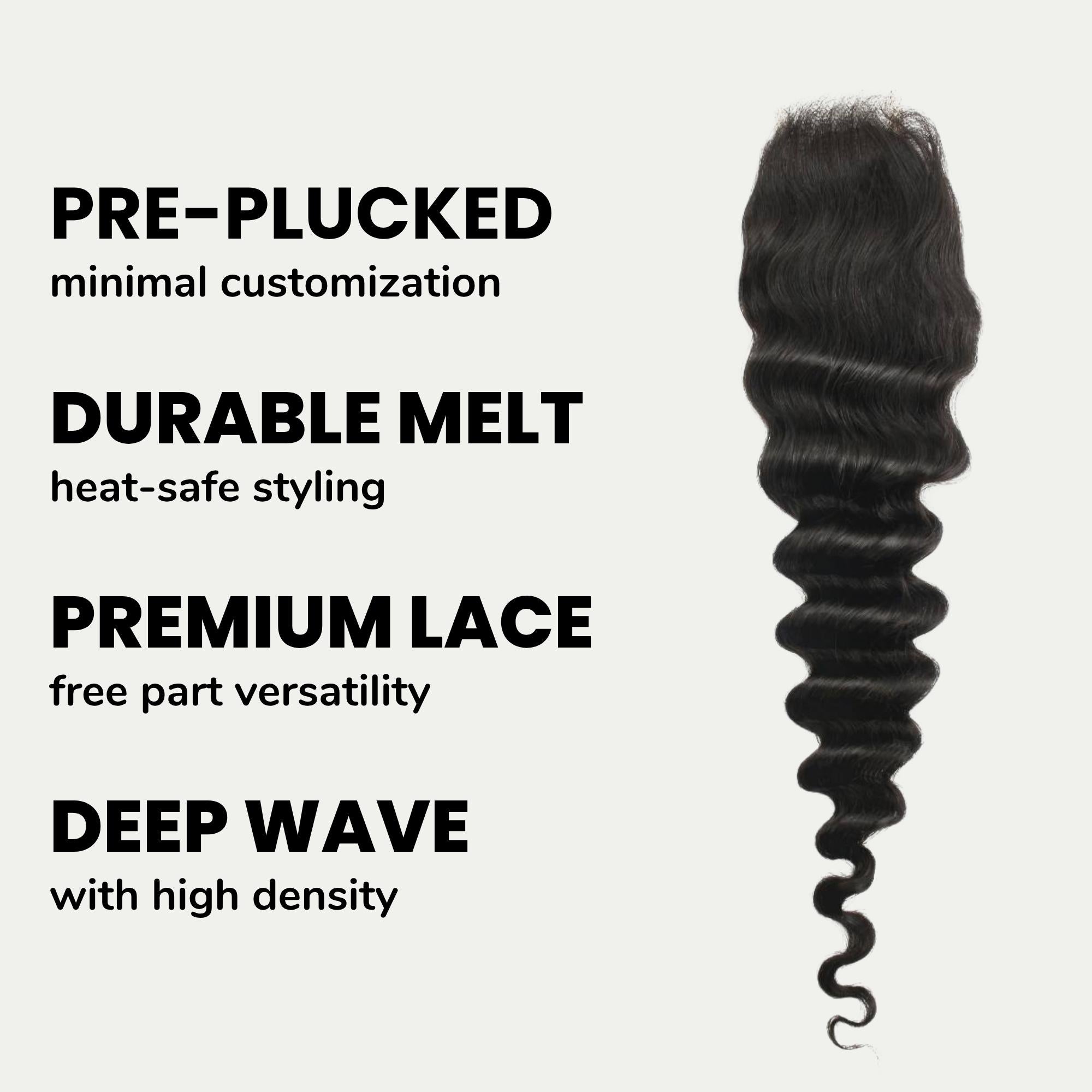 Deep Wave 2x6 Transparent Lace Human Hair Closure Private Label