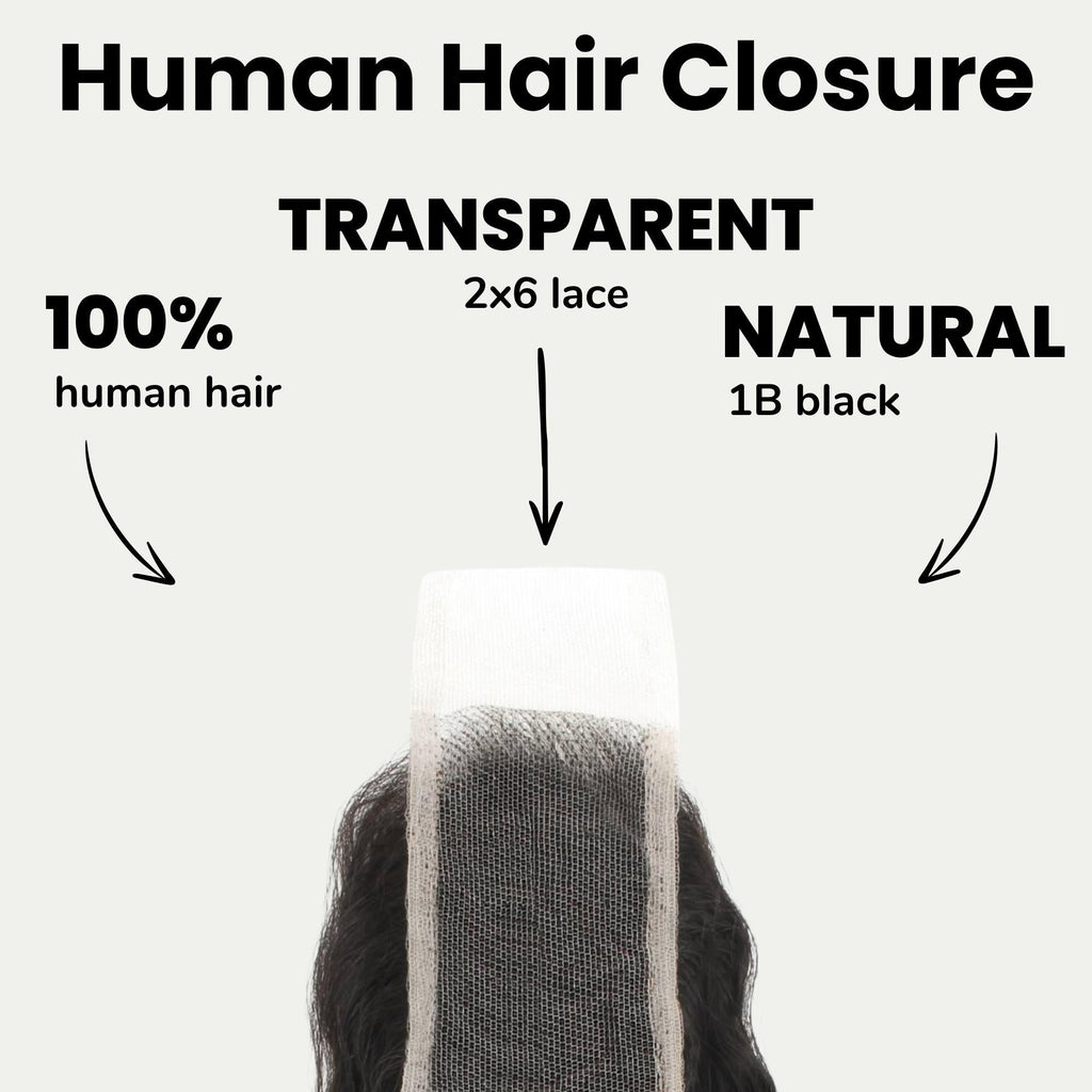 Deep Wave 2x6 Transparent Lace Human Hair Closure Private Label