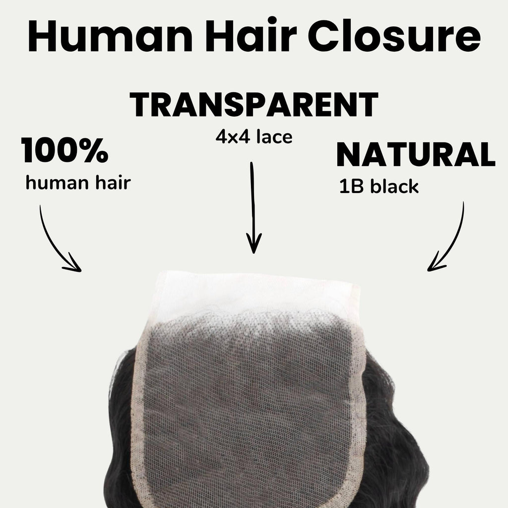 Deep Wave 4x4 Transparent Lace Human Hair Closure Private Label